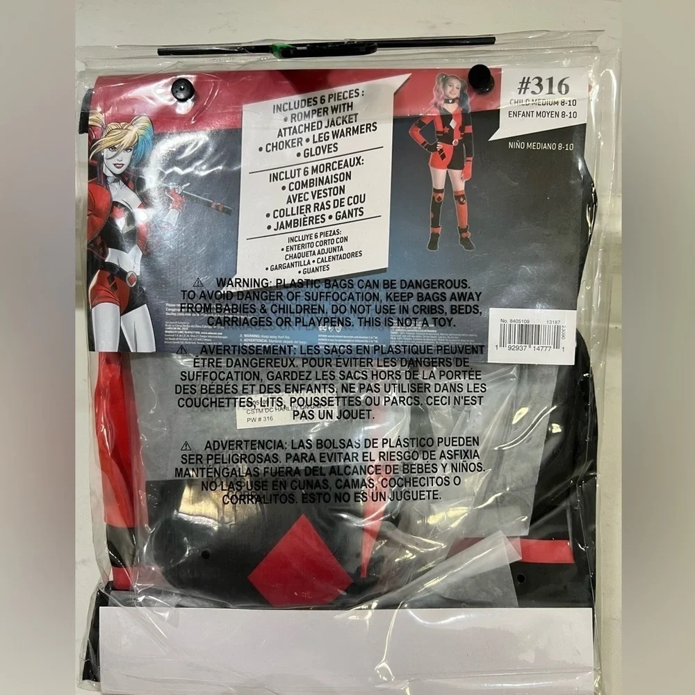DC Comics Harley Quinn Kids Costume - Red and Black
